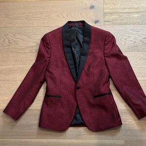 Elegant Red and Black Men's Slim Fit Blazer